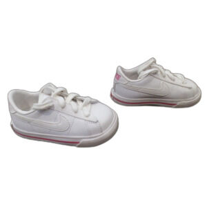 Nike Kids Girls White Pink Sneaker Leather Shoes Size 5C